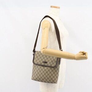 GUCCI GG Supreme Shoulder Bag PVC Beige Gold 223666 Auth 147008